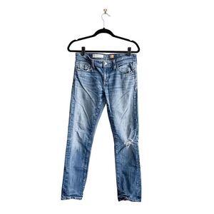 Anthro Pilcro Women's Hyphen Distressed Light Wash Ankle Denim Jeans Blue Sz 27
